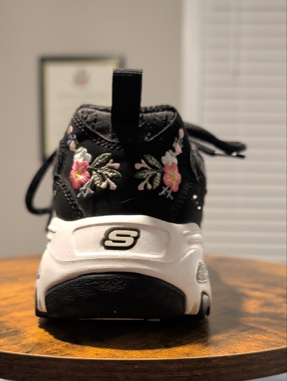Skechers Black Floral Accent Lace-Up Walk Sneaker - Picture 8 of 11